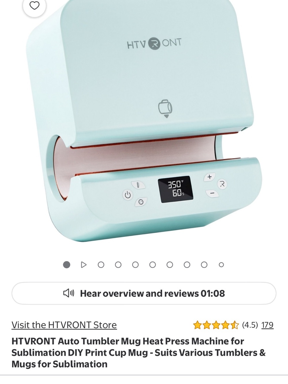 HTVRONT Auto Tumbler Mug Heat Press Machine - Light Blue